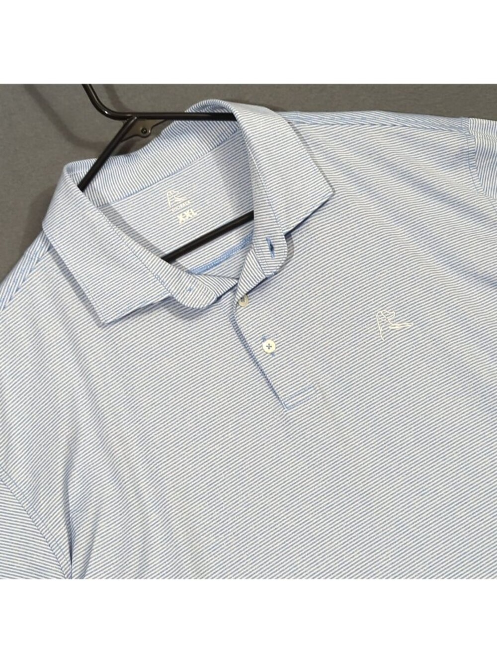 Rhoback Polo Shirt Men's XXL Blue Striped Long Sleeve Performance Stretch Golf